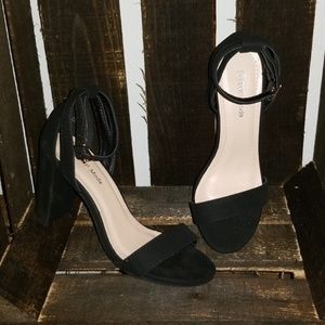 Womens Open Toe Ankle Strap Chunky Heel